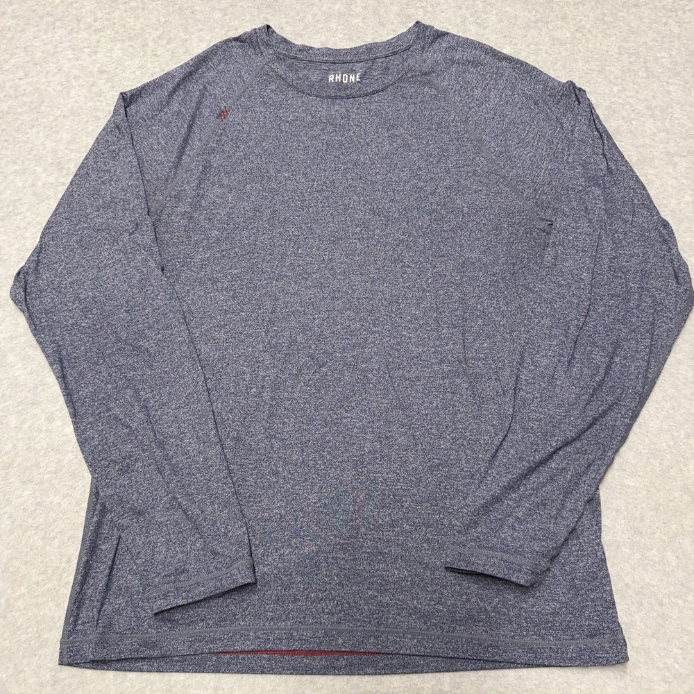 Rhone Reign Shirt Mens Large Blue Long Sleeve Athletic Performance Stretch